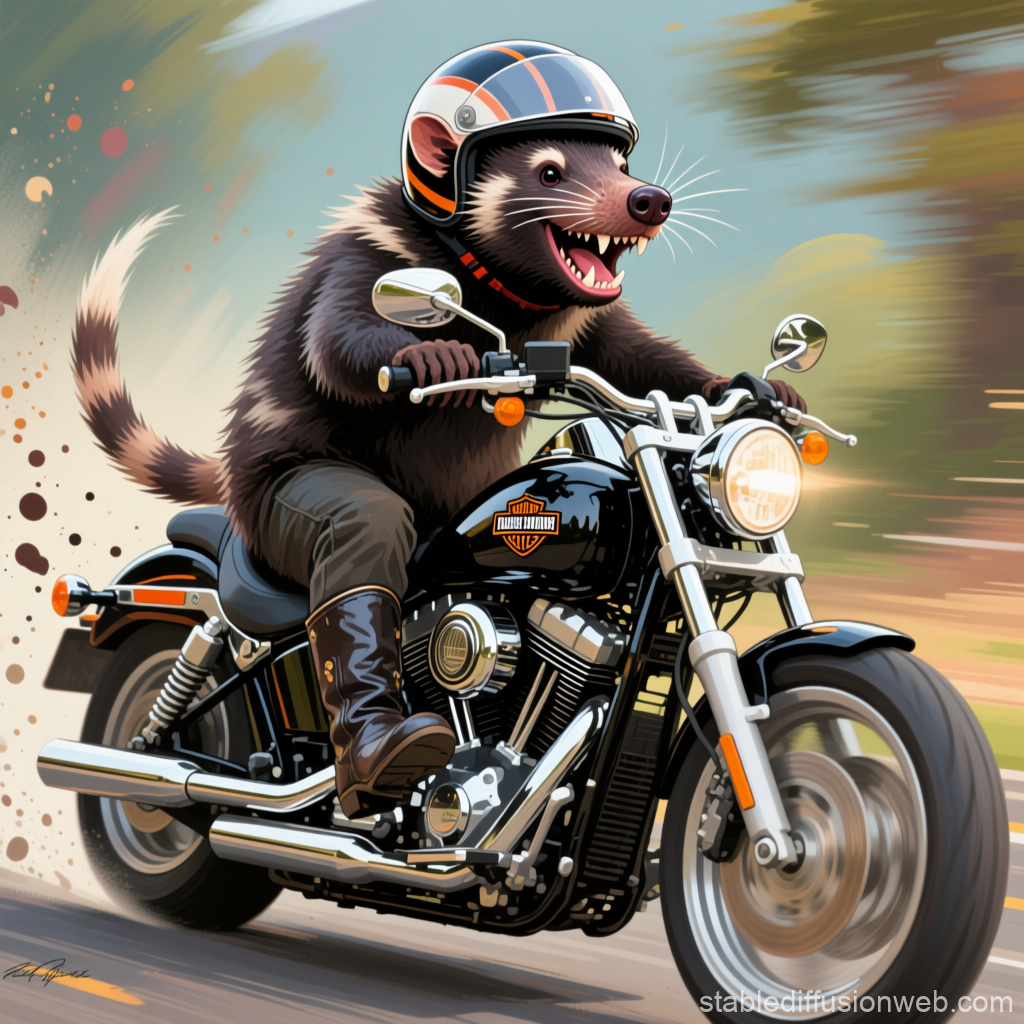 Happy Tasmanian Devil Riding a Motorcycle