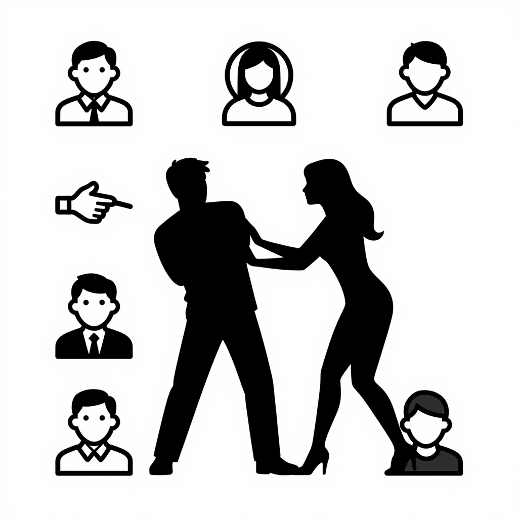 Harassment Icon Set with Silhouettes and User Avatars