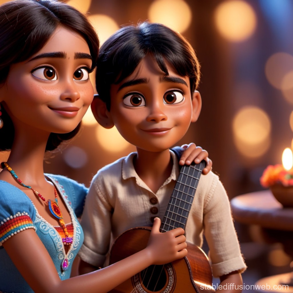 Heartwarming Moment Between Siblings with Guitar