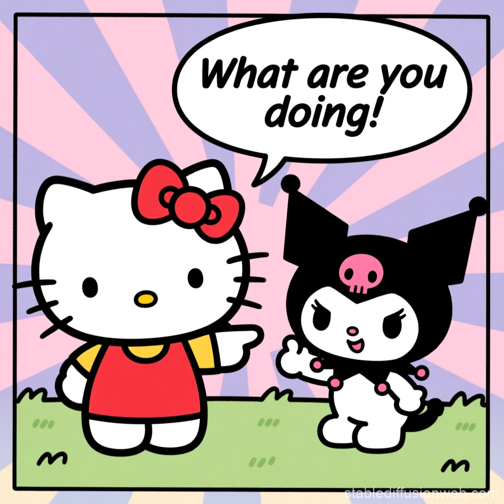 Hello Kitty and Kuromi Comic Panel