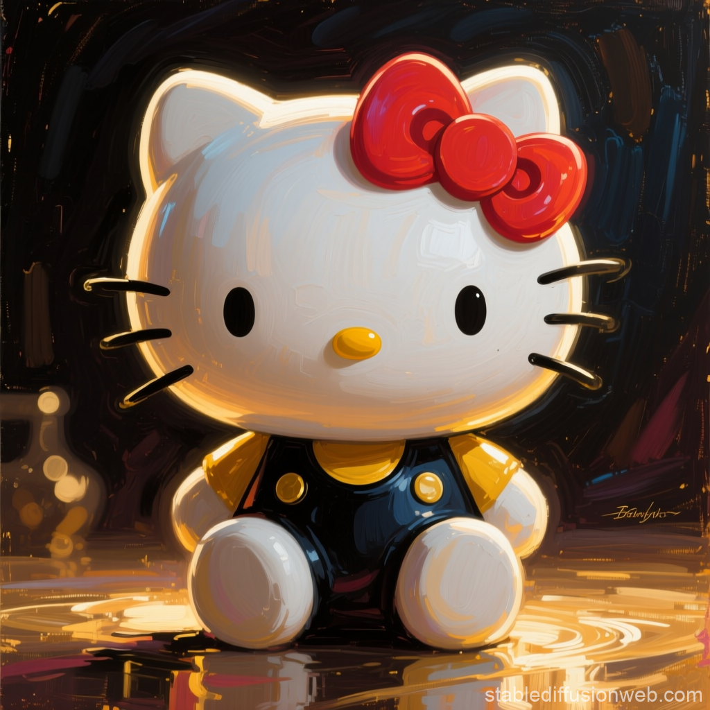 Hello Kitty Figurine in Warm Oil Painting Style