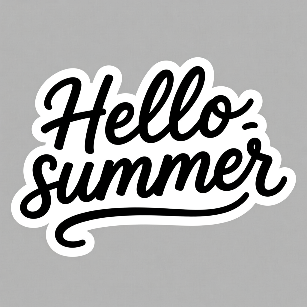 Hello Summer Black Ink Lettering