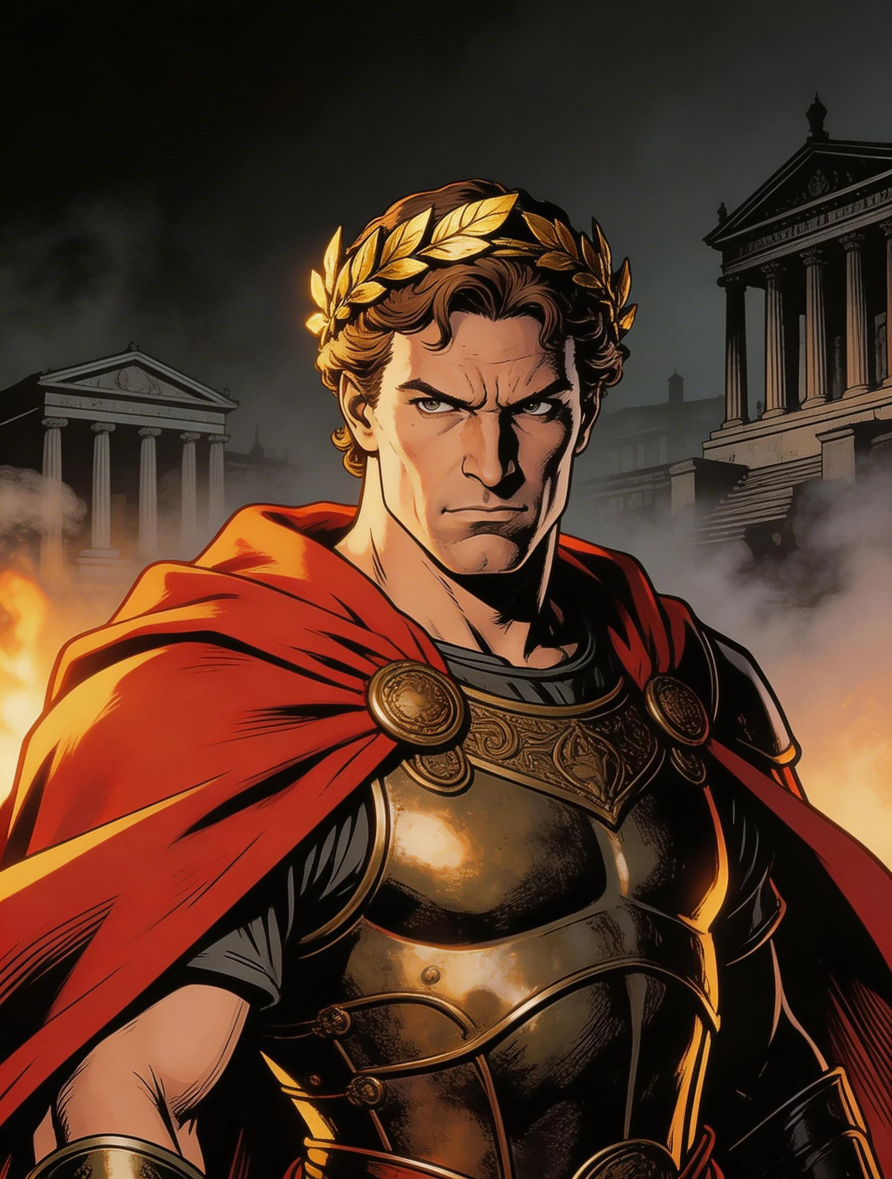 Heroic Roman Leader in Golden Laurel