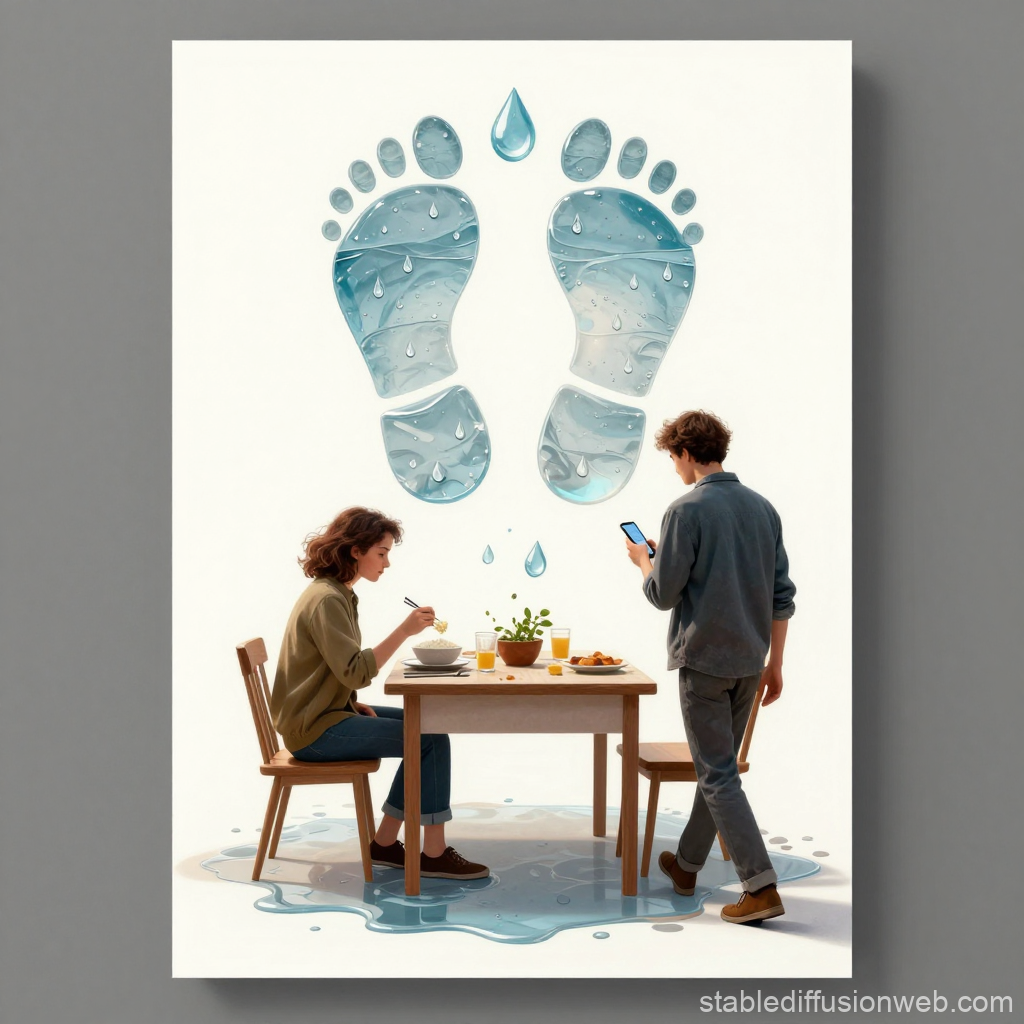 Hidden Water Consumption Footprint Illustration