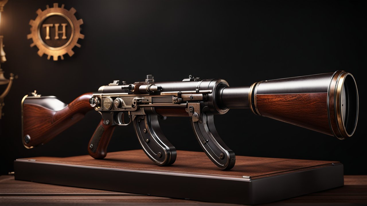 High-End Steampunk Styled Rifle with Dual Magazines
