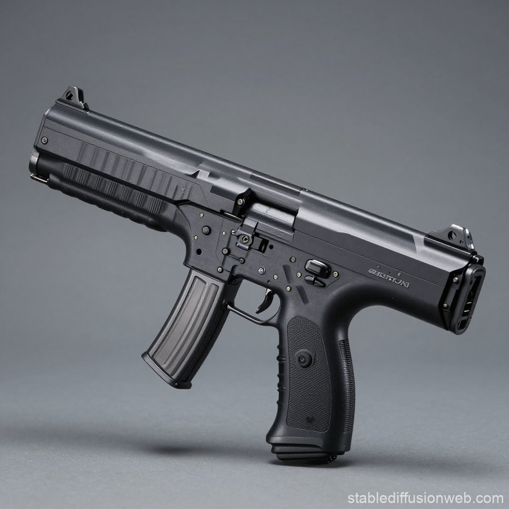 High-Resolution Image of a Modern Black Submachine Gun
