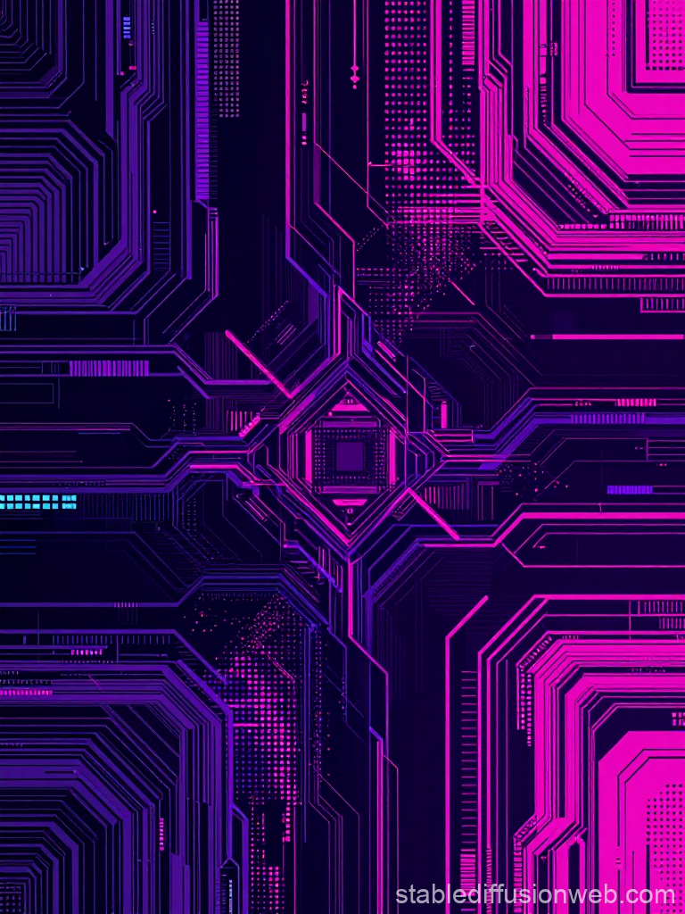 High-Tech Neon Circuit Board Pattern