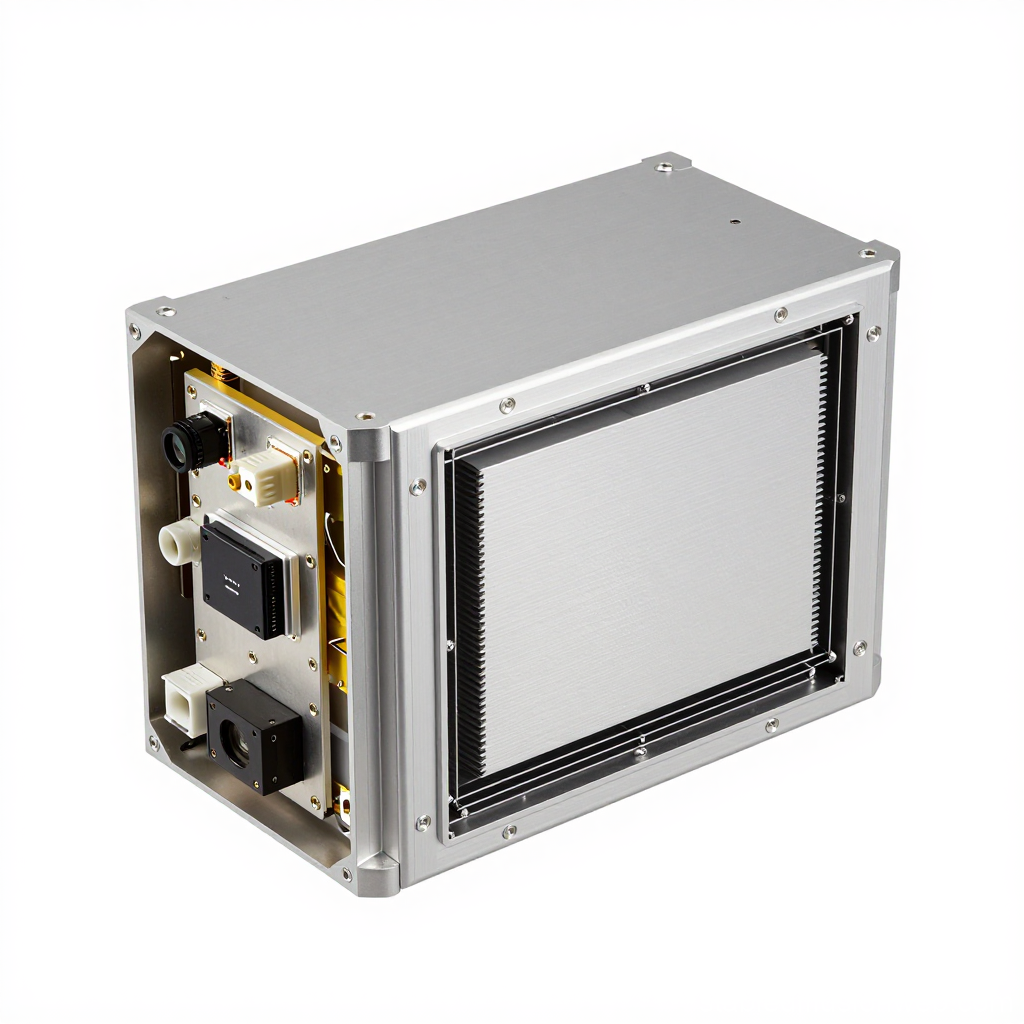 High-Tech Satellite Payload Module in Metallic Housing