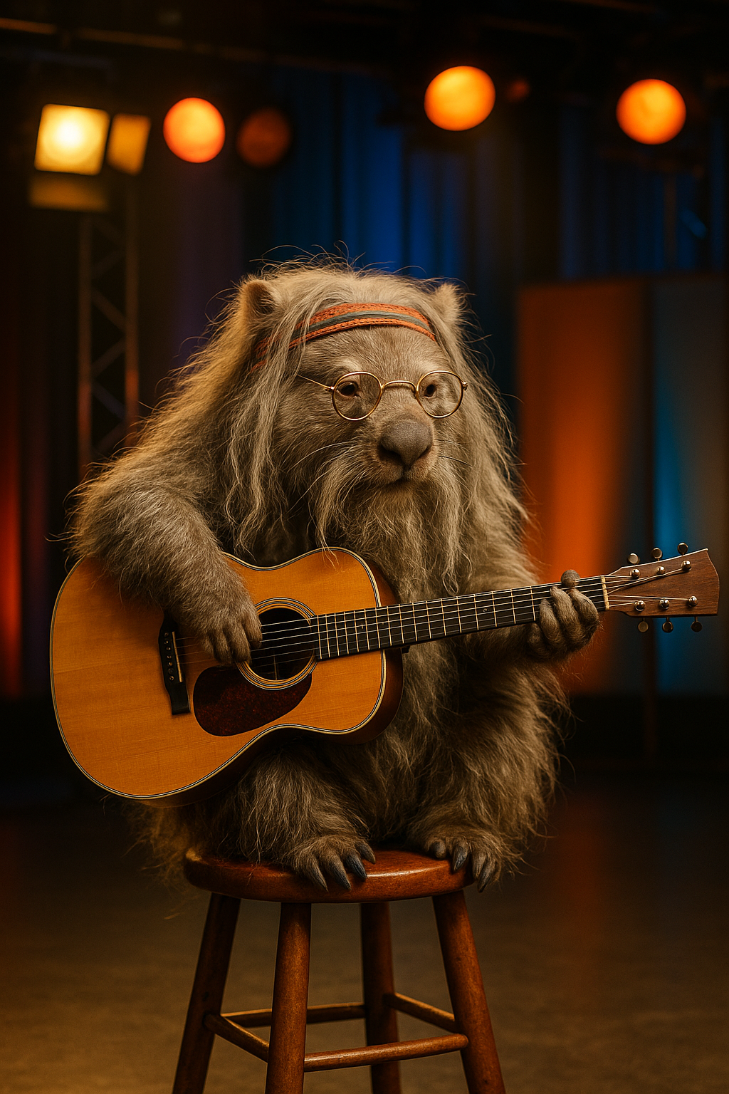 Hippie Wombat Playing Guitar on Stage