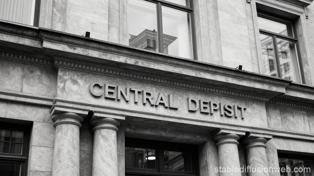 Historic Bank Building Facade with Central Deposit Sign