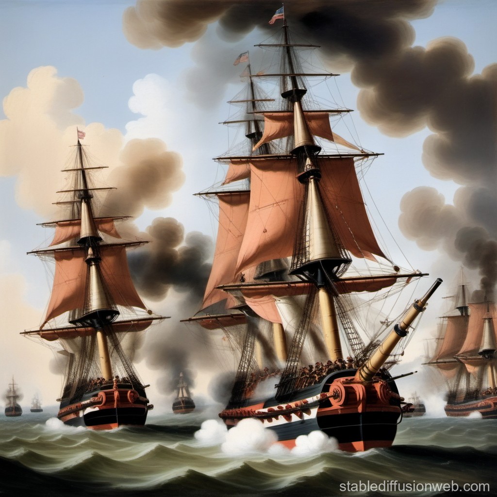 Historic Naval Battle with Sailing Warships