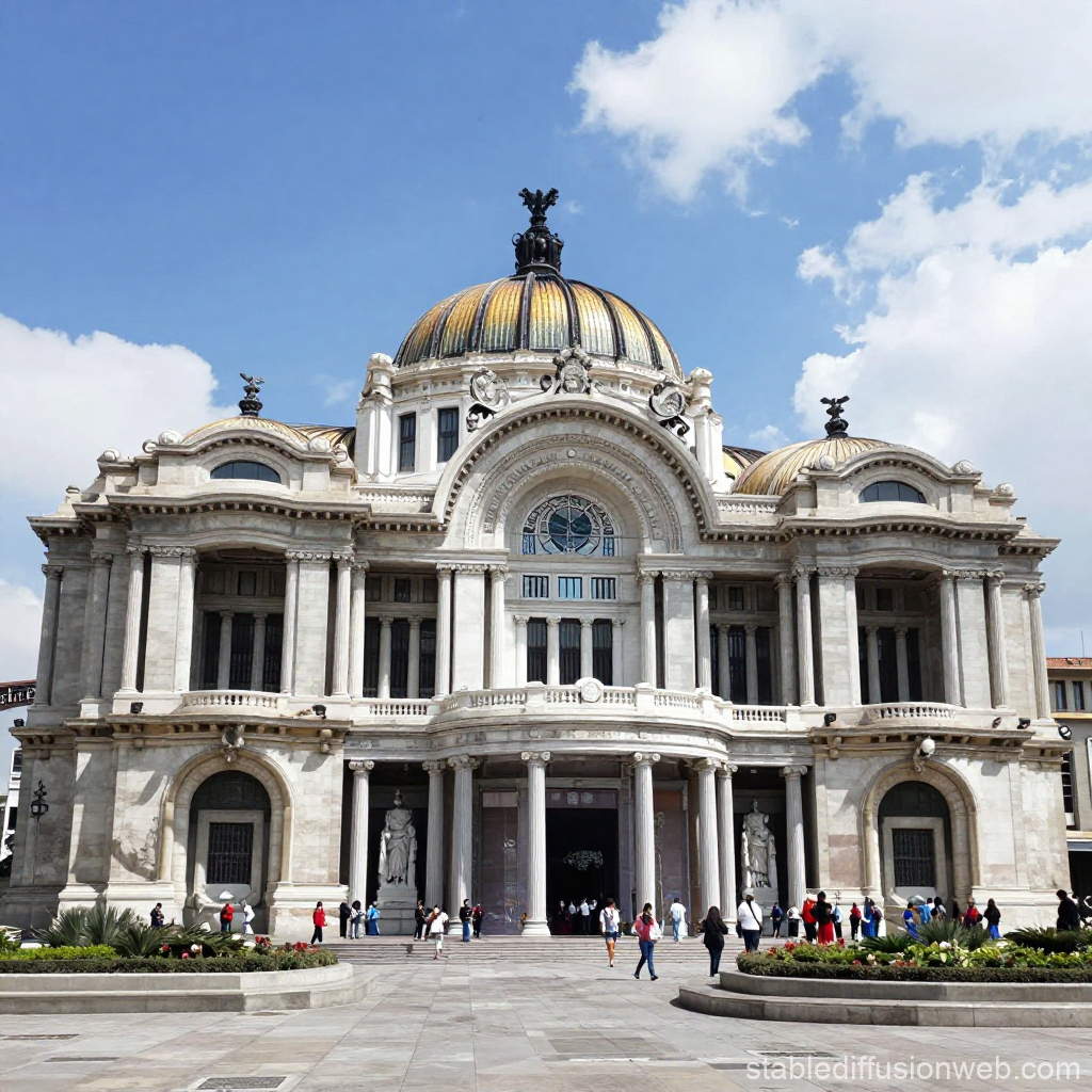 Historic Palace with Golden Dome Under Blue Sky