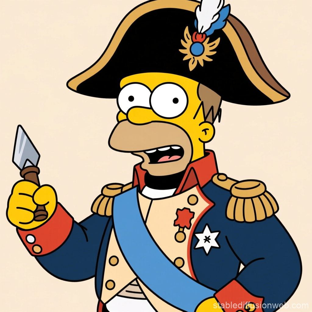 Homer Simpson as Napoleon Bonaparte Cartoon