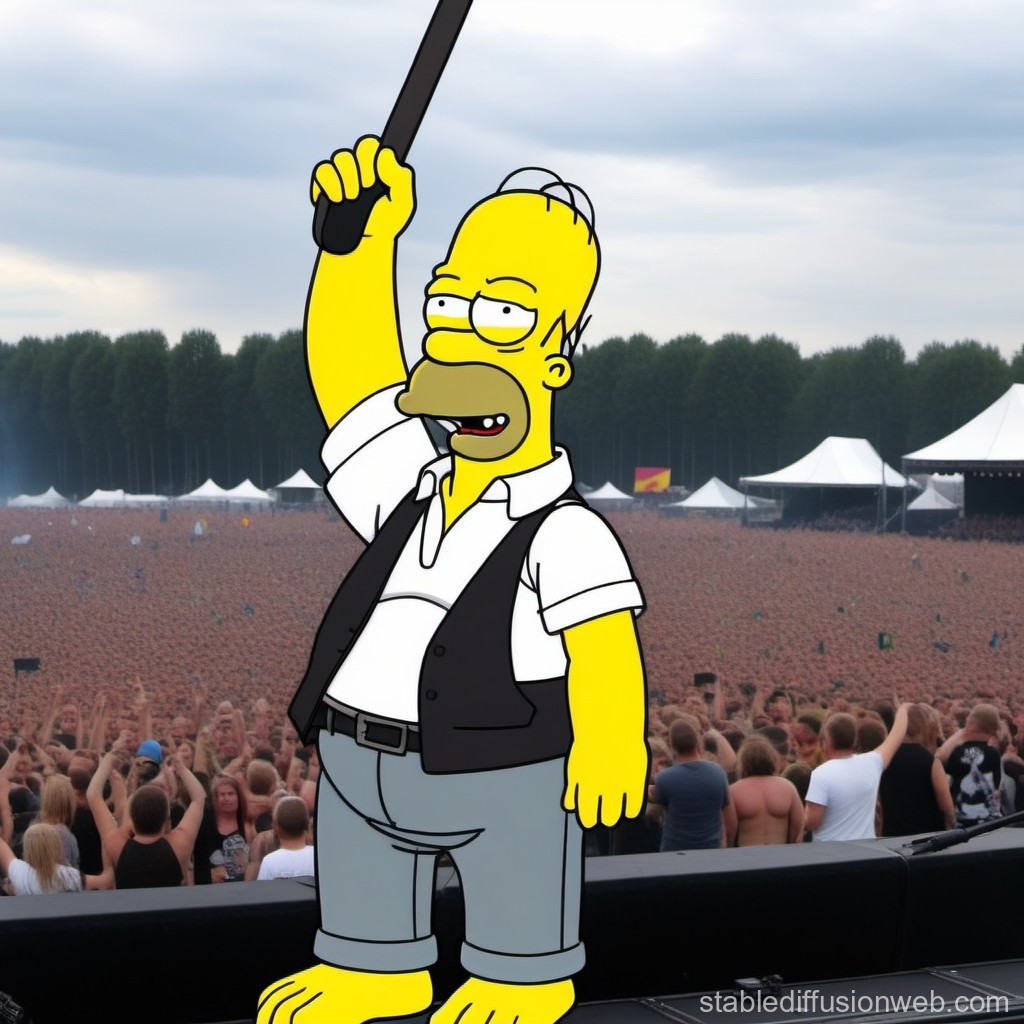 Homer Simpson Rocking Out at a Massive Outdoor Concert