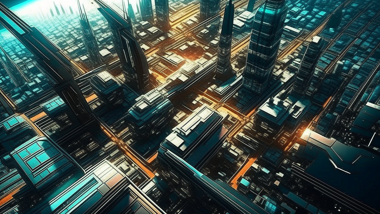 Hyper Futuristic Cityscape with Neon Highlights
