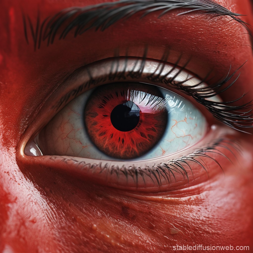 Hyper-Realistic Close-Up of a Red Eye