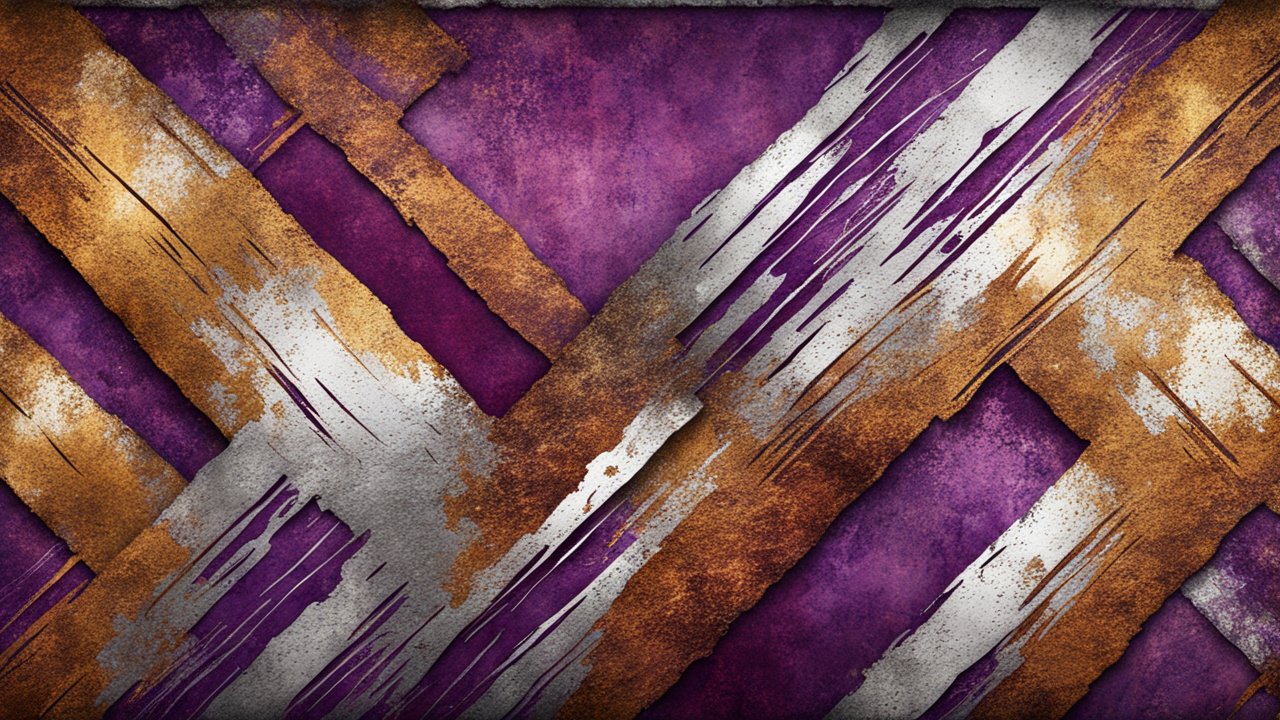Hyper Realistic Intersecting Rusted Metal Strips on Purple Background
