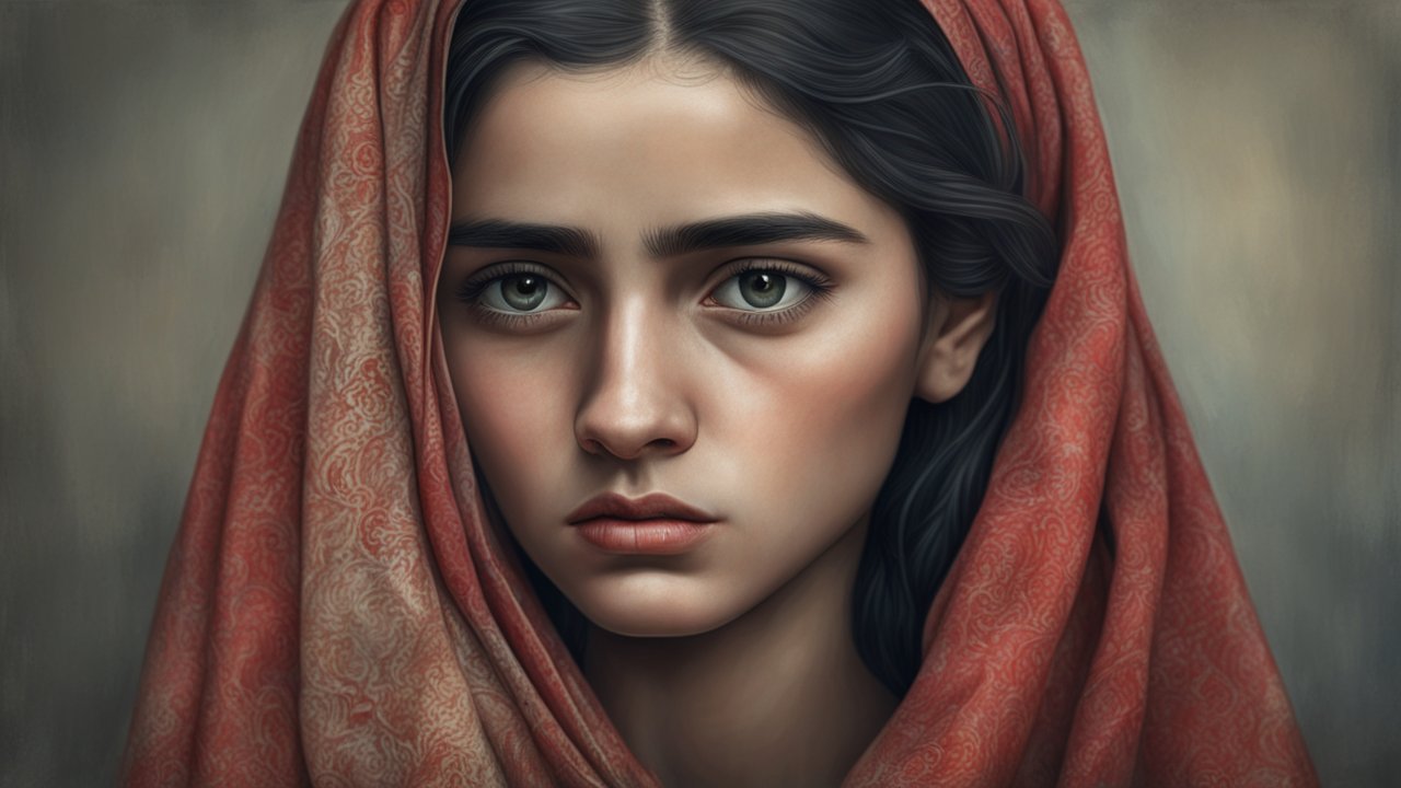 Hyper Realistic Portrait of a Sad Pukhtoon Woman
