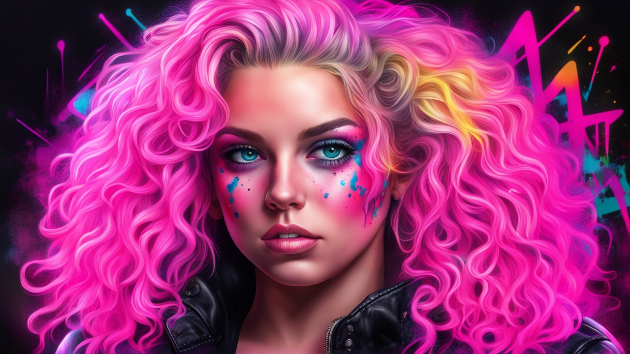 Hyper Realistic Portrait of Woman with Vibrant Pink Hair