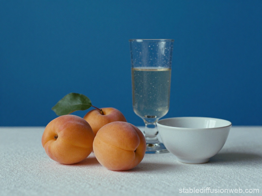 Hyperrealist Apricot Still Life with Glass and Bowl