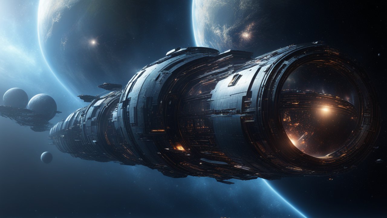 Hyperrealistic Alien Spaceship in Deep Space