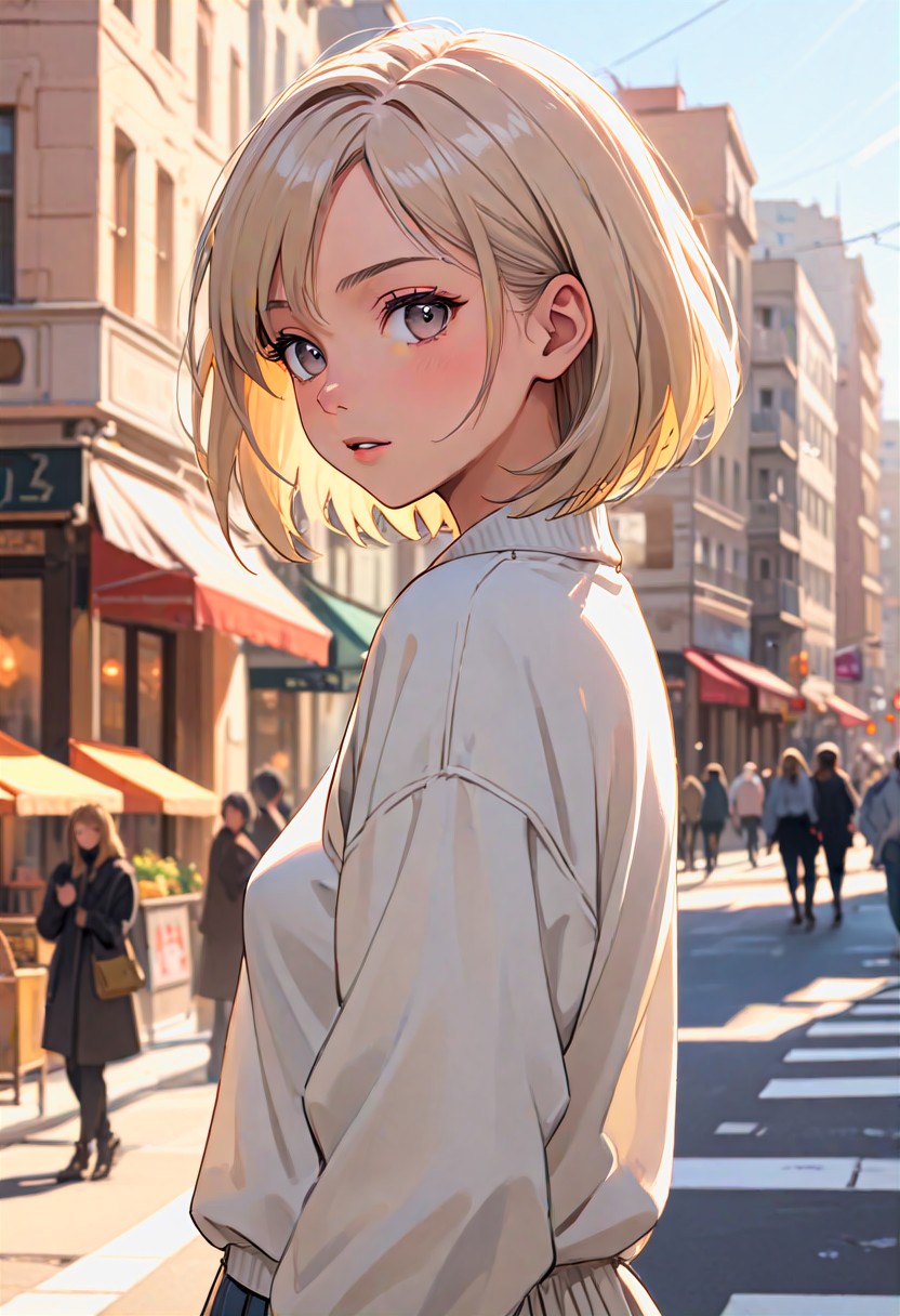 Hyperrealistic Anime Girl in Urban Fashion