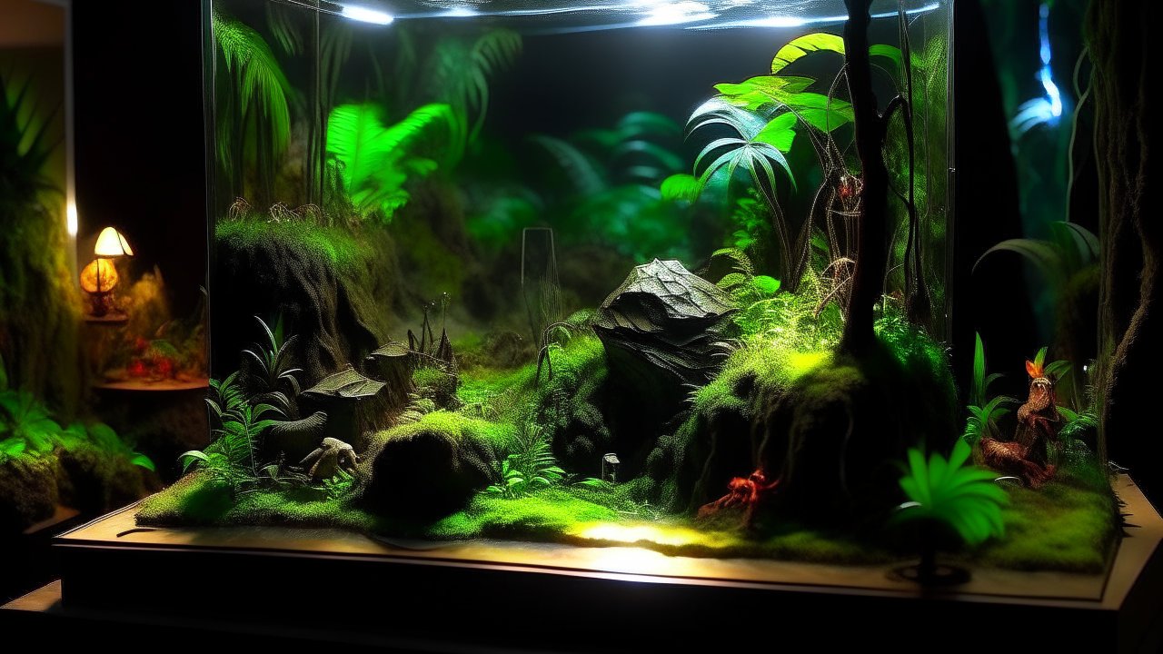 Hyperrealistic Epic Jungle Diorama in Glass Case