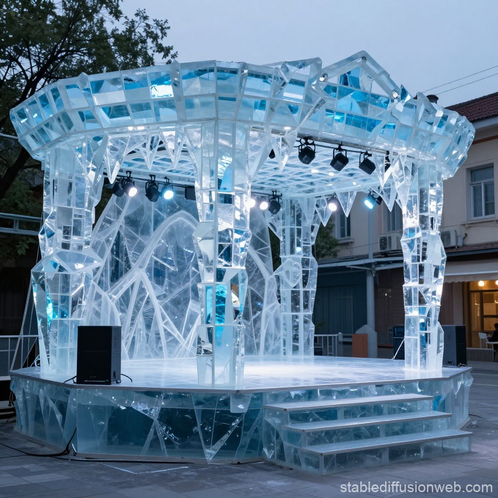 Ice Crystal Canopy Stage with Icicle Details