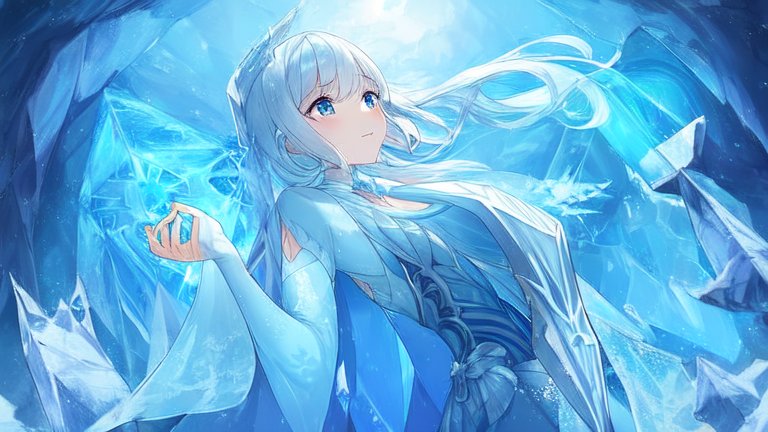 Ice Princess in a Frozen Arctic Cave