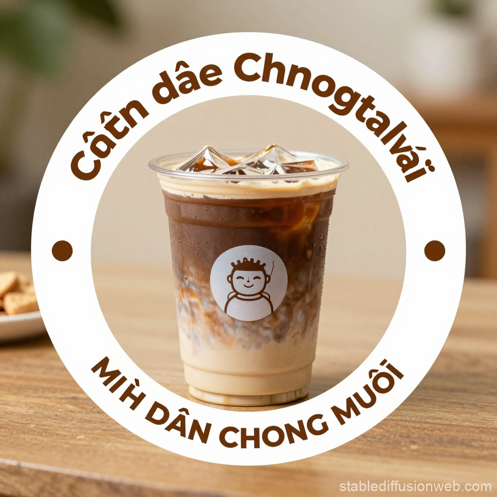 Iced Coffee Drink in Clear Plastic Cup on Wooden Table