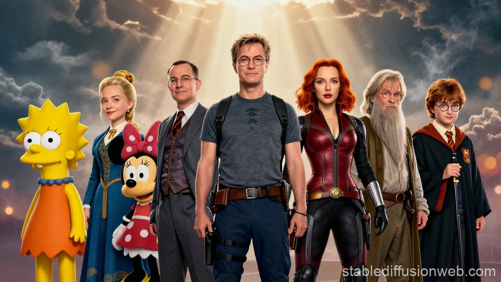 Iconic Characters United in Cinematic Poster