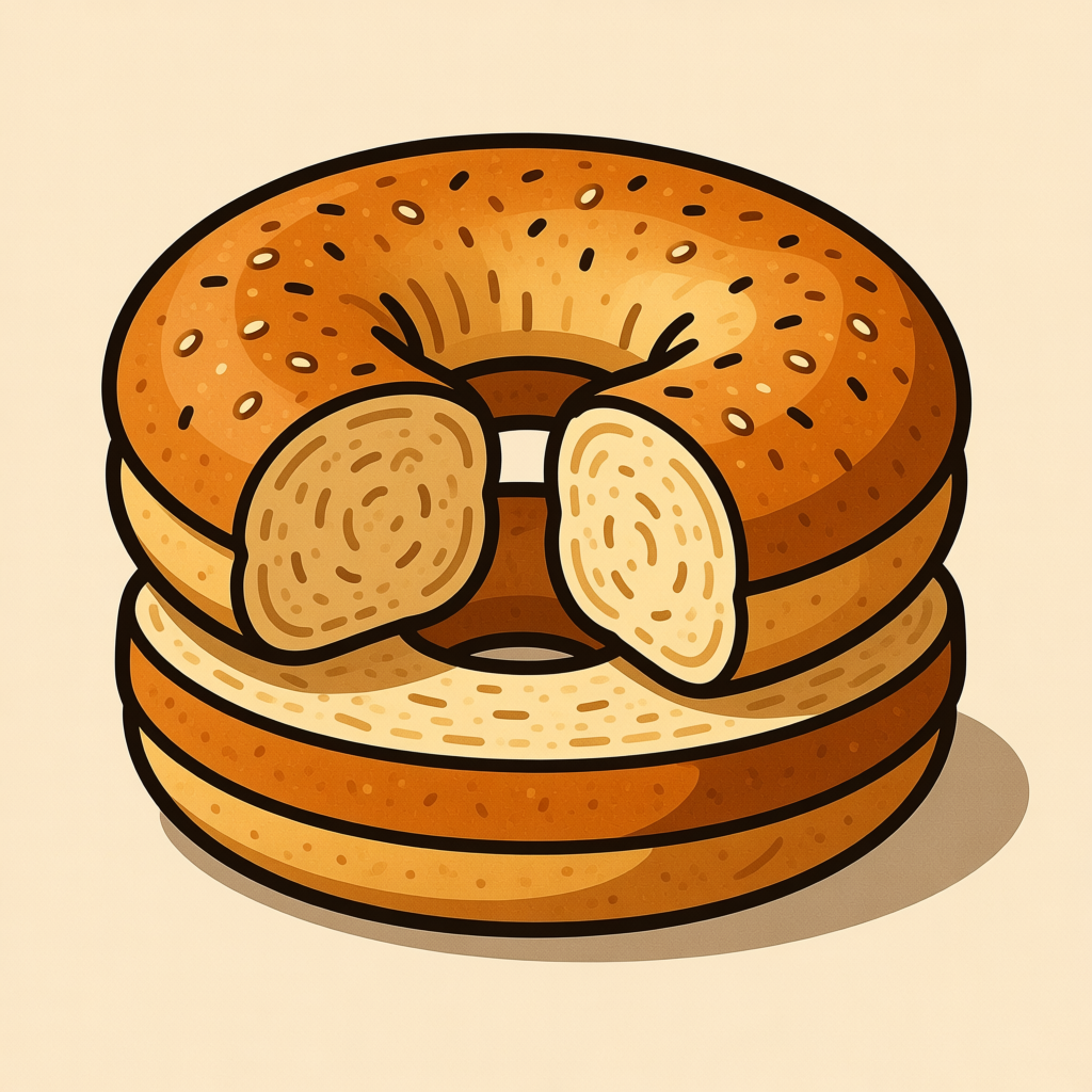 Illustrated Bagel with Half Slice on Top