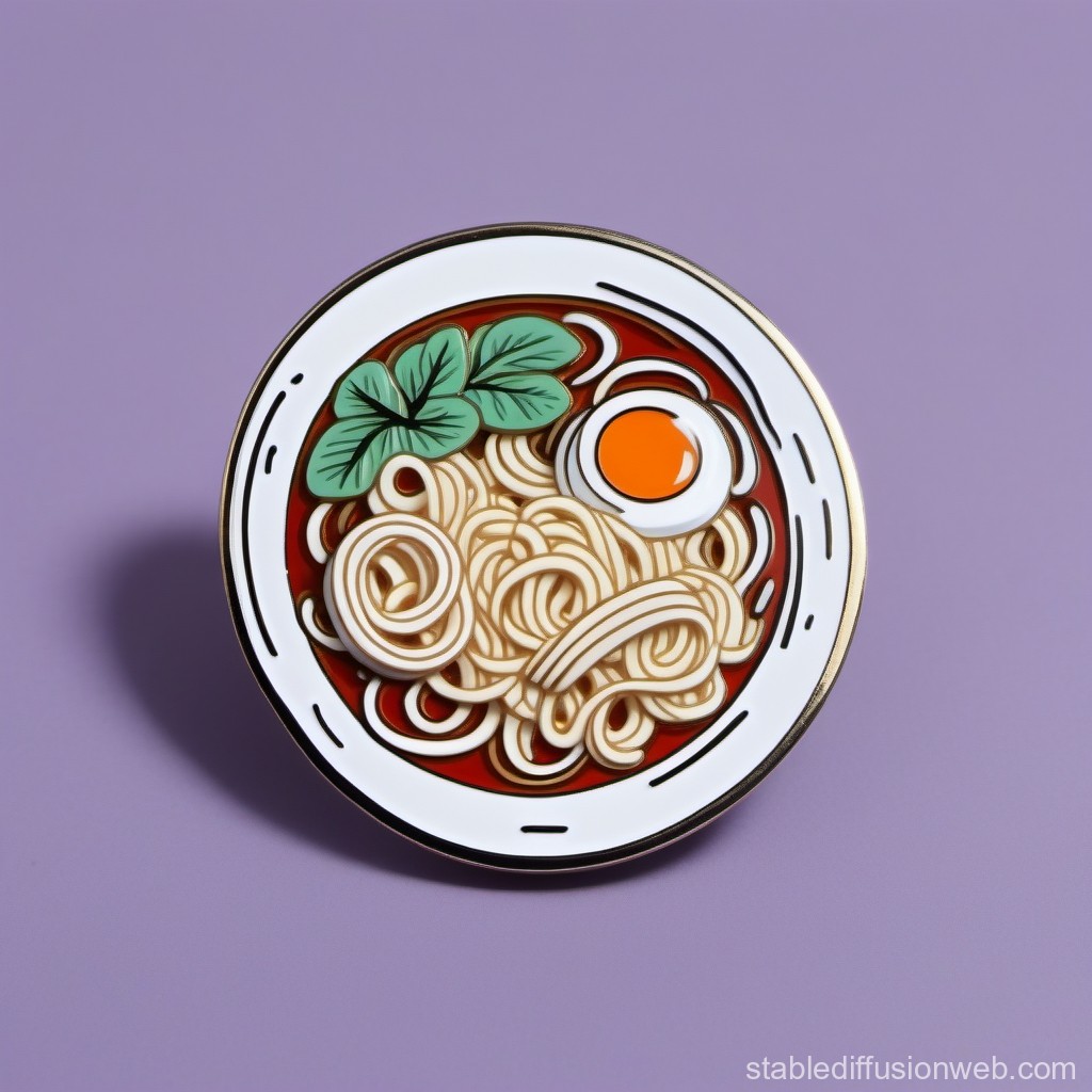 Illustrated Bowl of Ramen with Egg and Greens