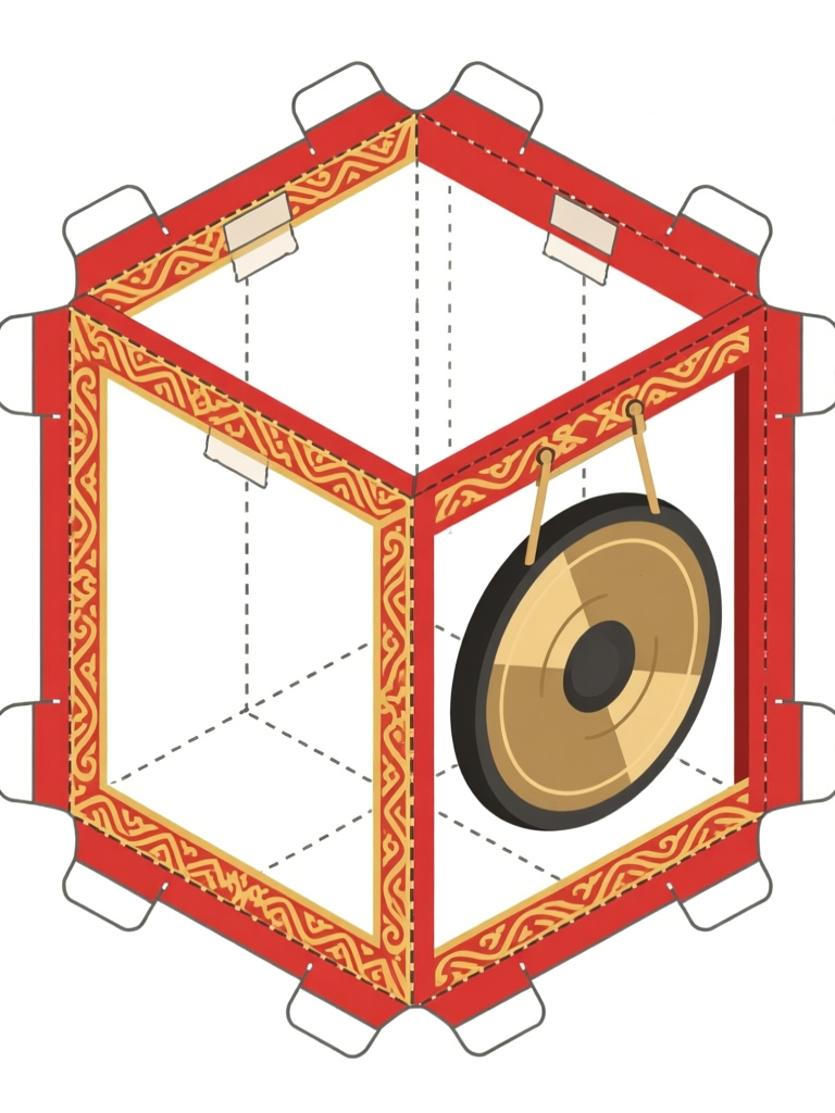 Illustrated Gamelan Gong Frame Craft Template
