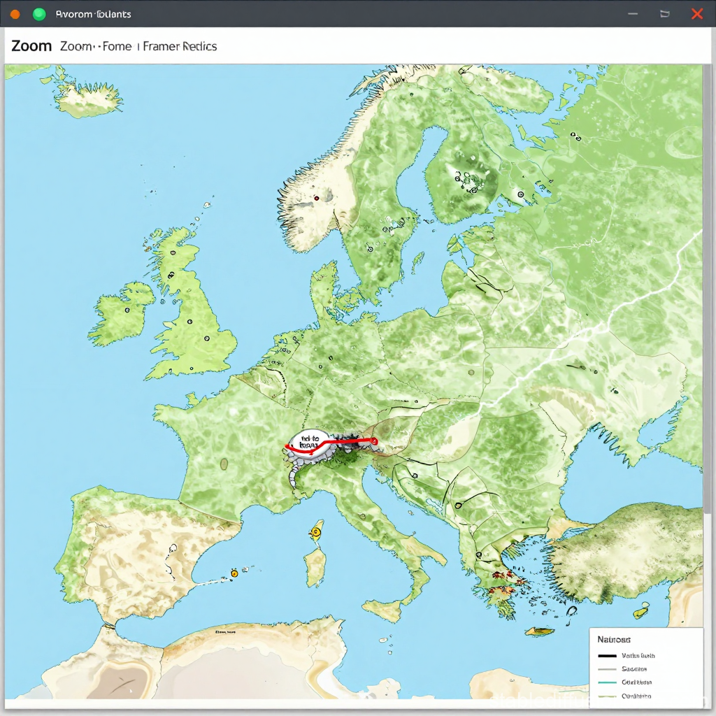 Illustrated Map of Europe with Highlighted Route