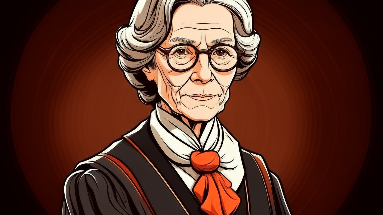 Illustrated Portrait of Elderly Woman with Glasses