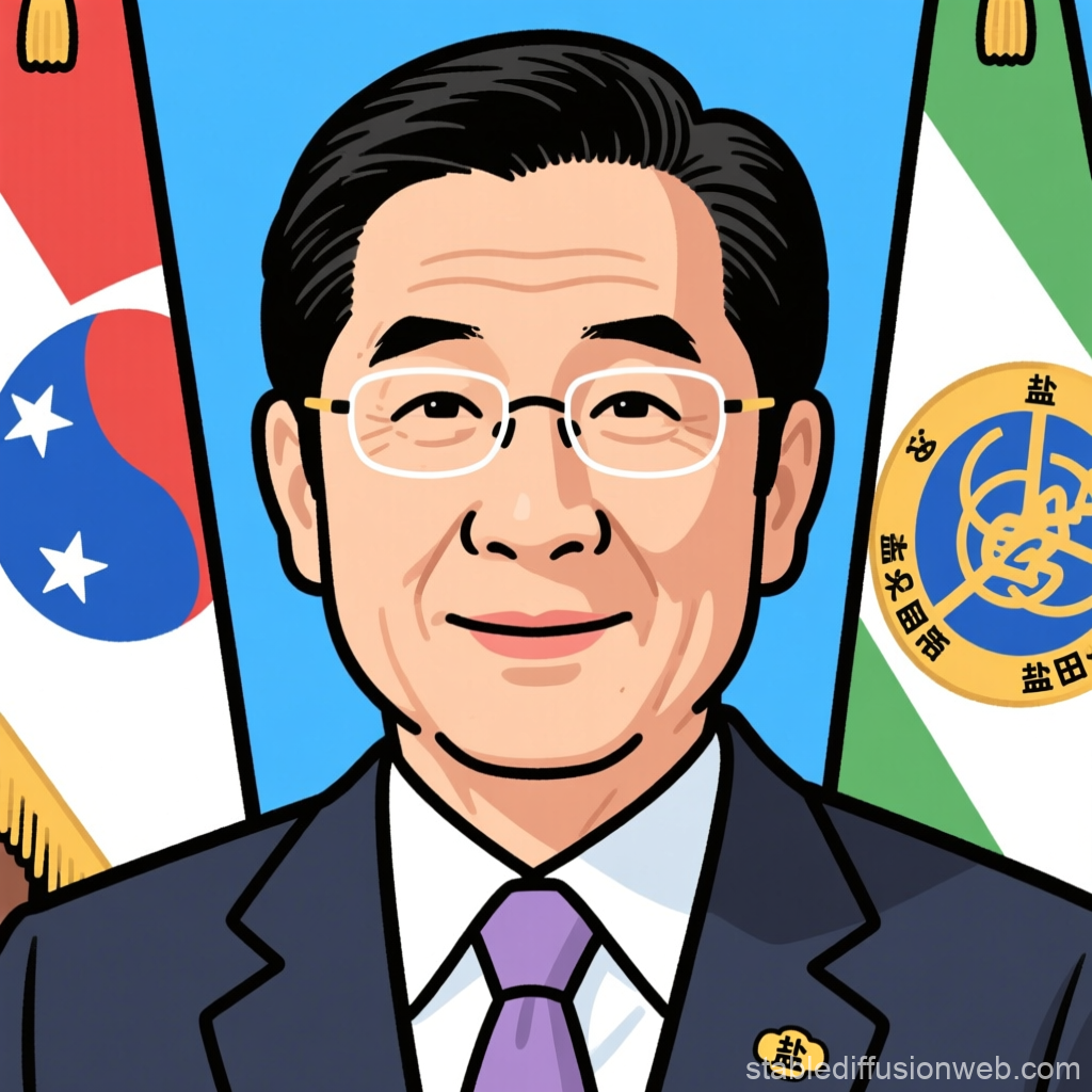 Illustrated Portrait of Governor Shioda of Kagoshima