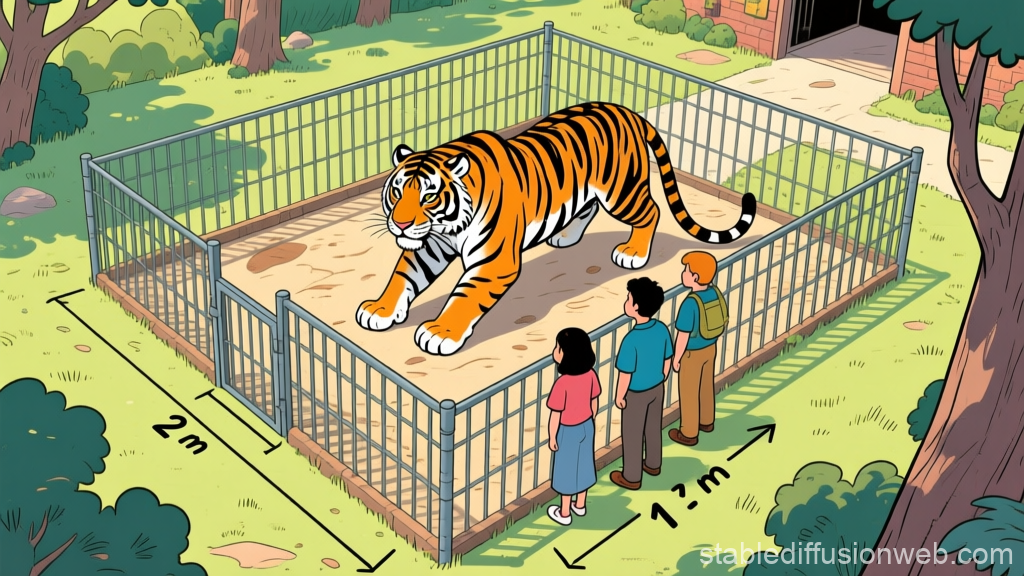Illustrated Tiger Enclosure with Visitors