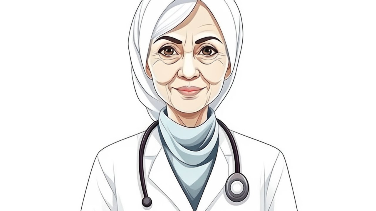 Illustration of a Female Doctor Wearing a Hijab