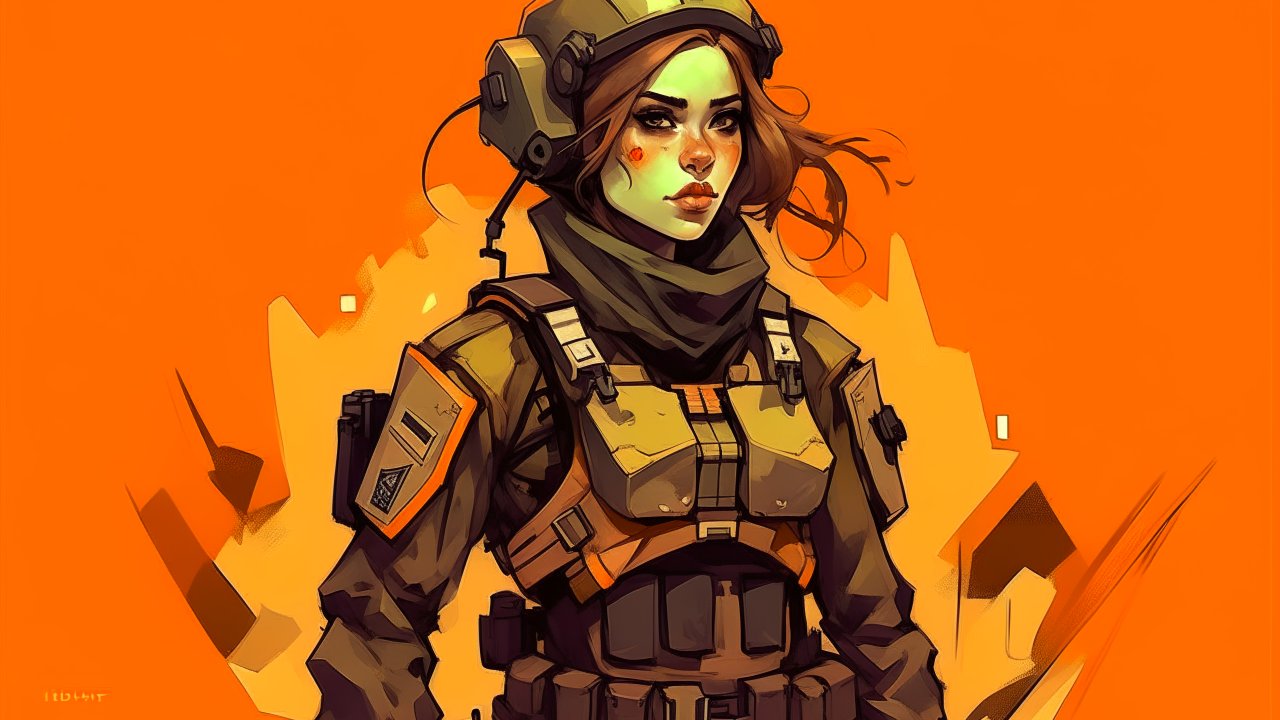 Illustration of a Female Soldier in Tactical Gear