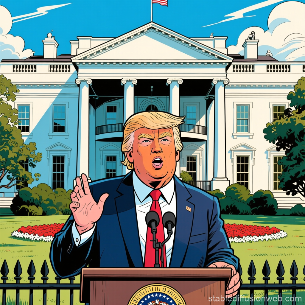 Illustration of a Political Speech at the White House