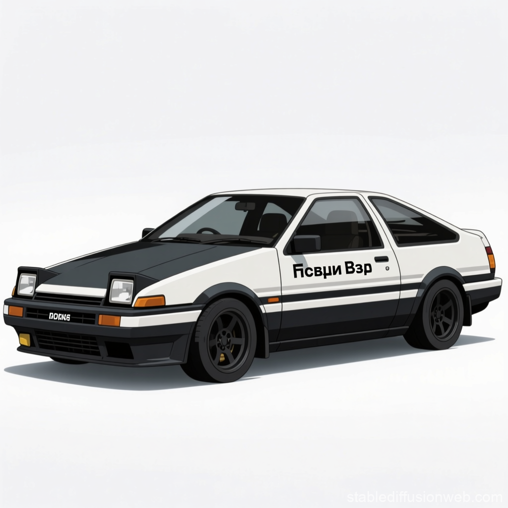 Illustration of Classic Black and White Sports Car