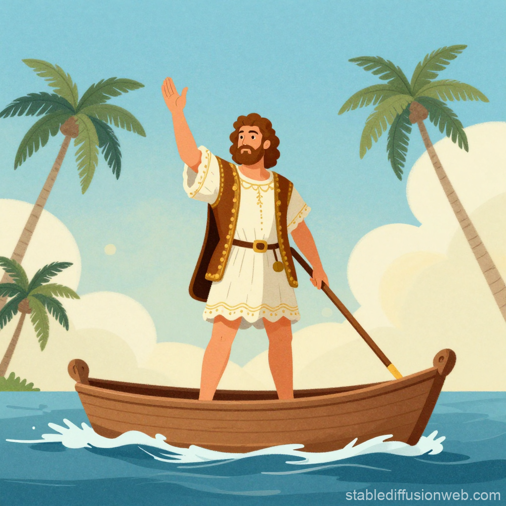 Illustration of Columbus Arriving in America