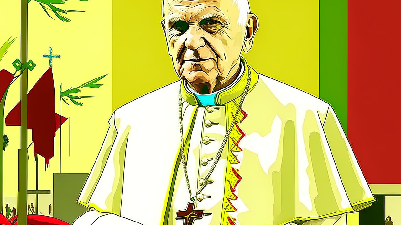 Illustration of Pope John Paul II in Vibrant Colors