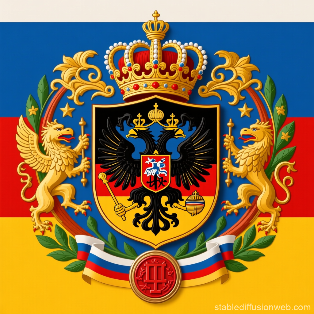 Imperial Coat of Arms with Crown and Heraldic Lions