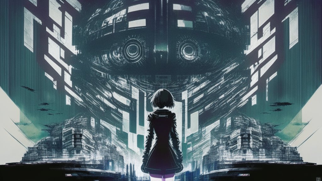 Imposing Dystopian Encounter with a Giant Mechanical Entity