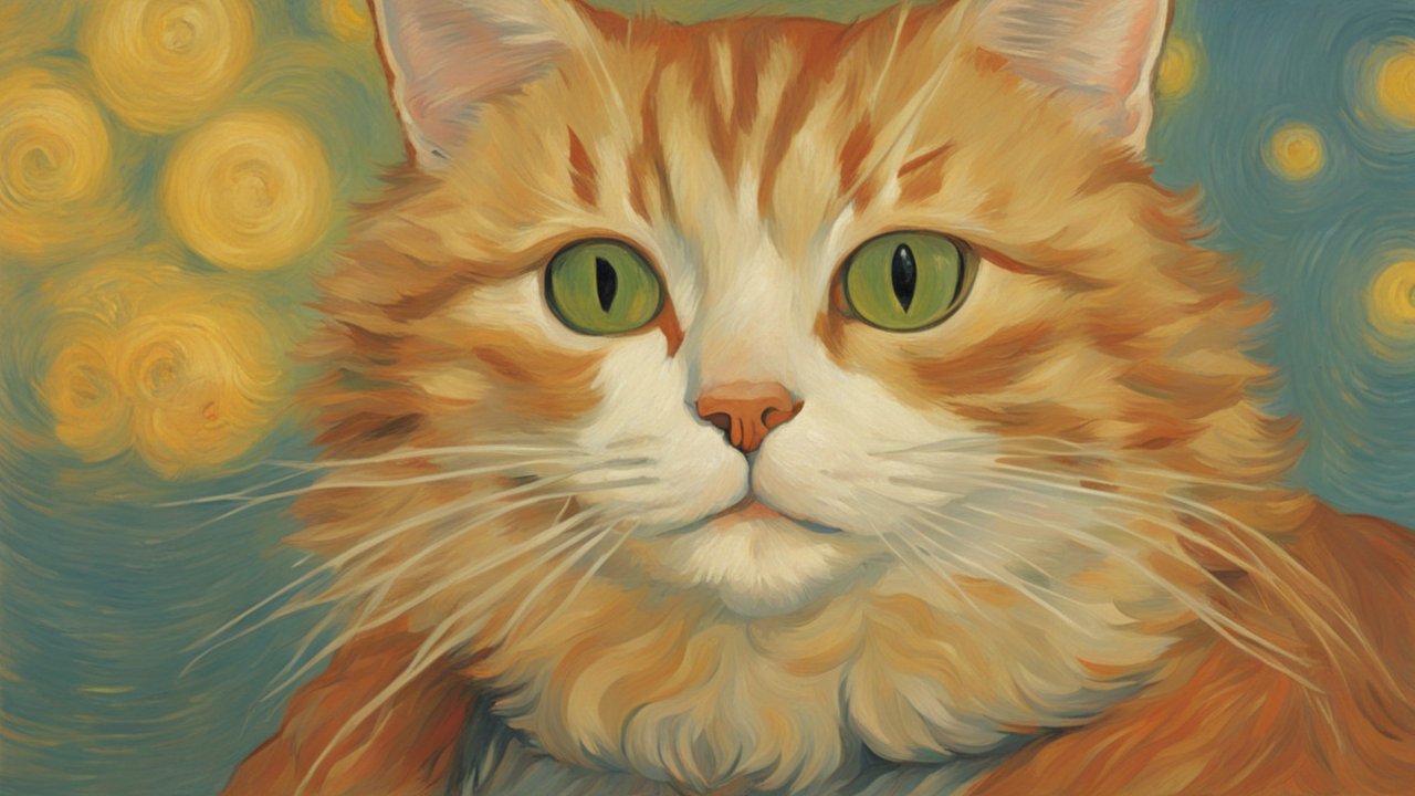 Impressionist Style Portrait of an Orange Tabby Cat