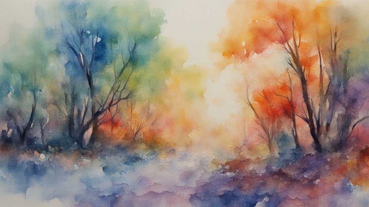 Impressionist Watercolor Forest Landscape