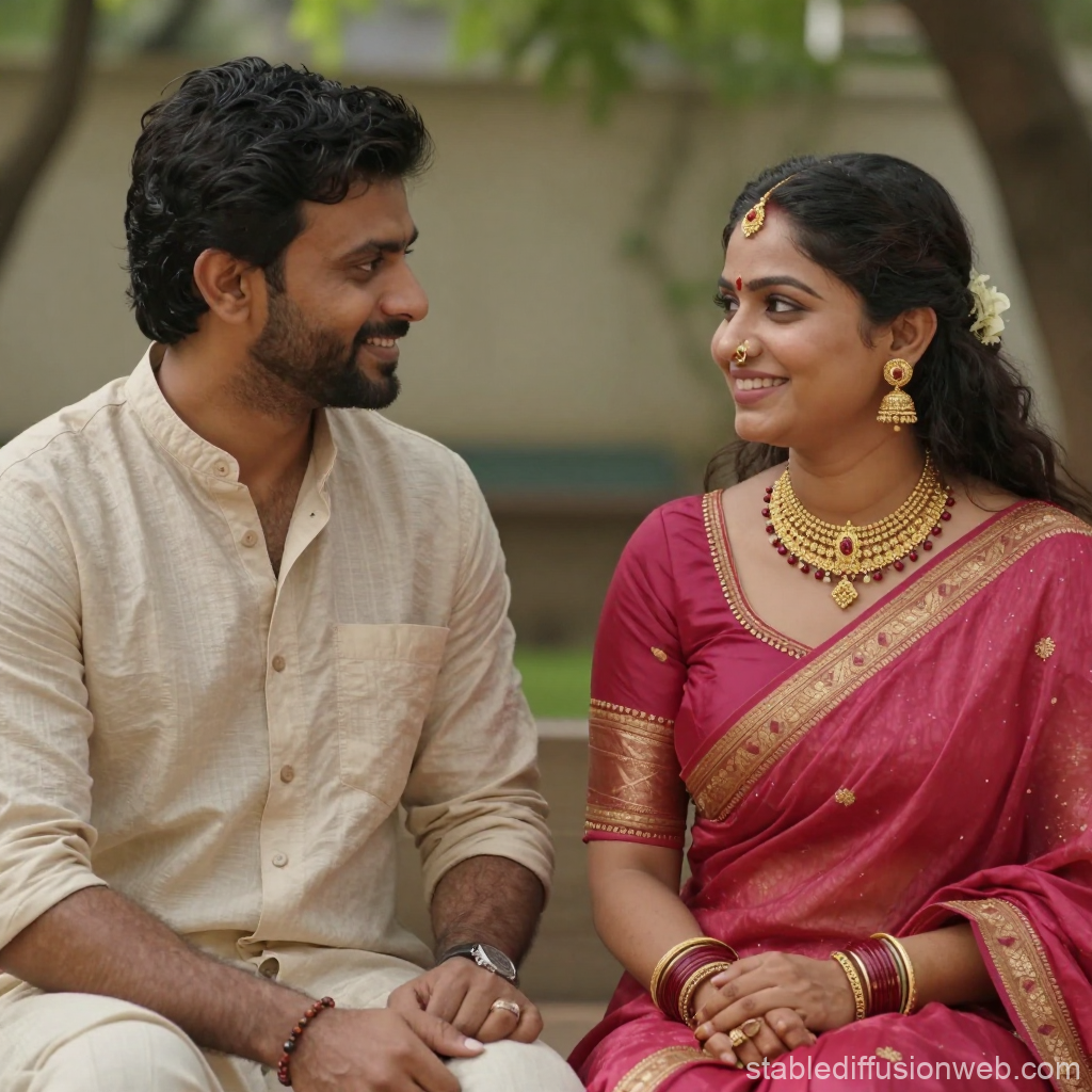 Indian Couple Sharing a Warm Moment in Traditional Attire