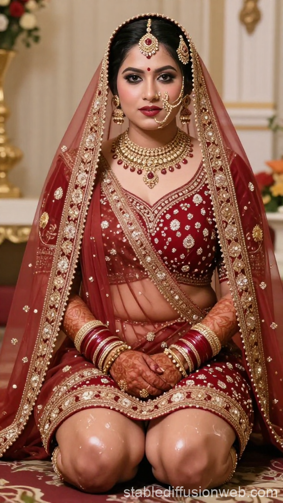 Indian Muslim Bride in Traditional Red Bridal Attire